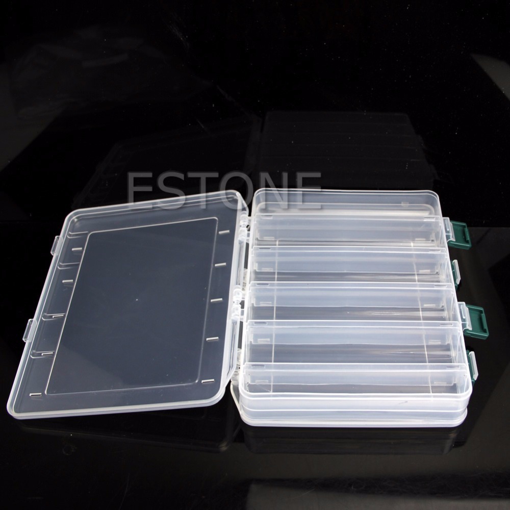 Double Sided 12 Compartment Fishing Lures Tackle Hooks Baits Case Storage Box