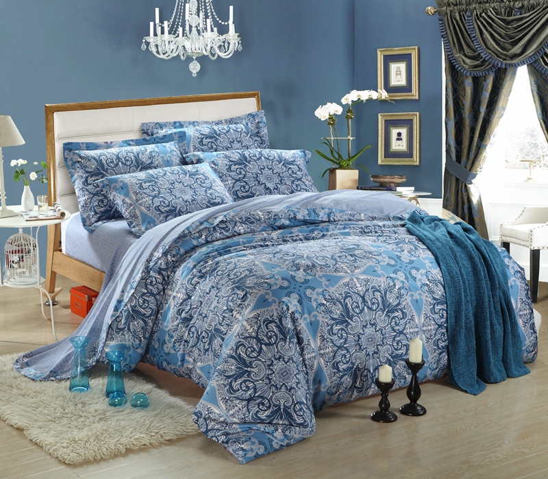 luxury egyptian cotton bedding set blue floral king size luxury egyptian cotton bedding set blue floral king size