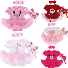 2015 Baby Girl Infant 3pcs Clothing Sets Tutu Romper Dress Jumpersuit Headband Shoes Christmas Bebe Birthday