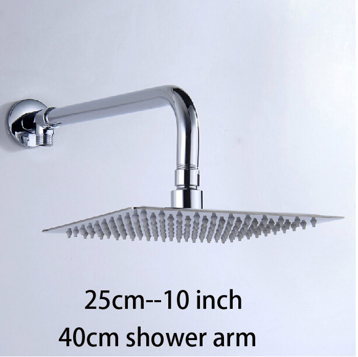 Free Shipping Concealed Install Wall Mount Shower Arm + 10 Inch Ultrathin Rain Shower Head Chrome Finished