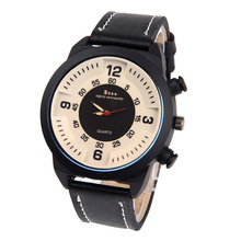 Cuero marca de lujo analógico pantalla del relogio masculino del cuarzo de hombre Casual hombres reloj de pulsera