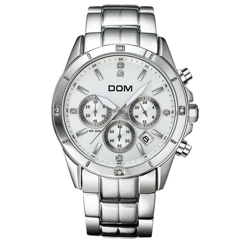 DOM men authentic business waterproof luminous steel belt multi function watch