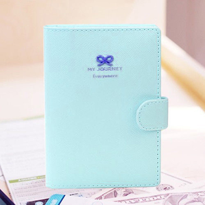 4 Color Sweet Bowknot Buckles Passport ID Card Holder Protect Cover Case