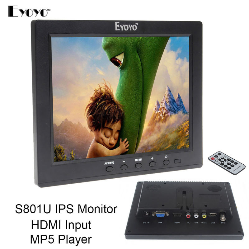 Фотография Free shipping!8" IPS LCD Video Audio VGA HDMI BNC Monitor MP5 For DVR PC CCTV Remote Control