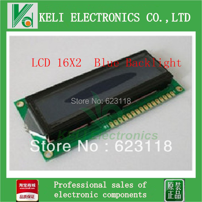 Free shipping 10PCS lcd 1602 blue screen Character LCD Display Module Blue Blacklight New 16X2