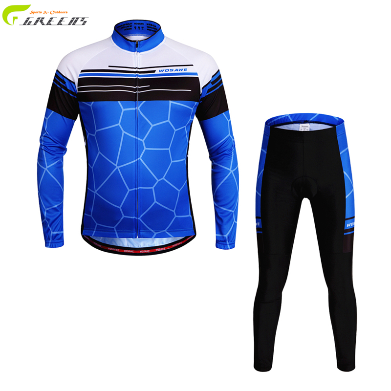 Blue color font b Mens b font bicicleta clothes long sleeve cycling jersey cycling sets bike