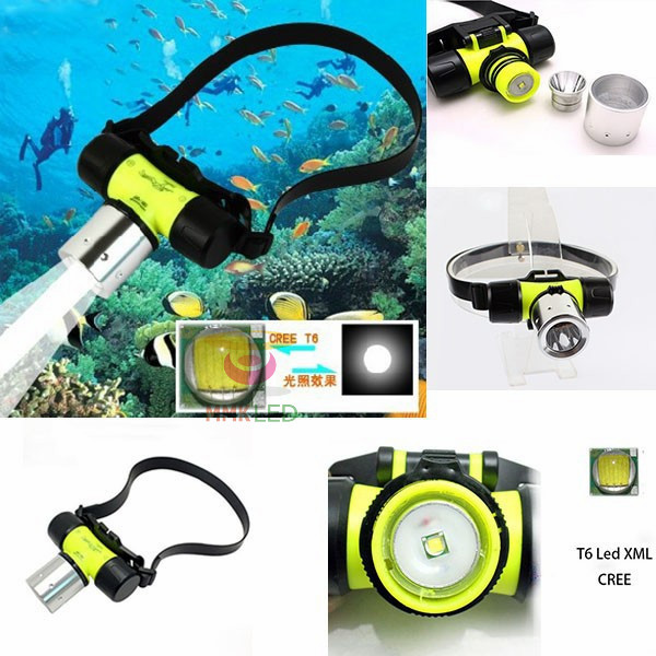 1800Lm XM-L CREE T6 LED Swimming diving Headlamp Waterproof underwater  Headlight Dive Head Light flashlight Head torch