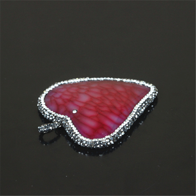 5 pcs Wholesale natural druzy crack agate heart pendant druzy luxury quartz pendant fine jewelry for women necklace