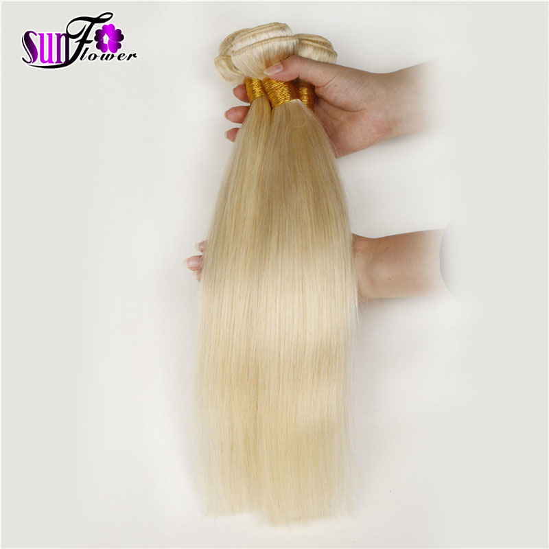 Russian Blonde Virgin Hair straight 613 Platinum Blonde Hair Weft 3PCS Honey Blonde Human Hair Weave Gold Tissage Bresilienne