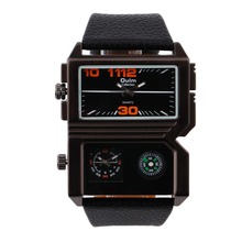 2015 nuevo diseño de Oulm 3561 reloj del deporte militar doble movimiento exterior del ejército brújula exhibición colorida Relojes analógicos
