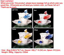 Festival Gift painting creative cup Bone China 3D Color Emamel Porcelain animal Goldren fish mug saucer