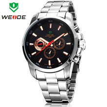 Original de la marca WEIDE fecha día Display multifunción moda de acero llena Mens reloj deportivo suizo de cuarzo reloj Casual