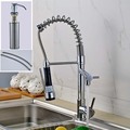 2016 New Chrome Finish Spring Kitchen Faucet Two Swivel Spouts Mixer Tap Hot and Cold Hose
