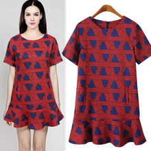 Love heart loose 2015 print ruffle short-sleeve dress vestido de festa infantil costumes red royal baroque print one-piece dress