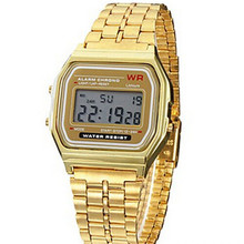 HARAJUKU Zipper Band American Vintage Watches Electronic Watch Gold and Silver Soft With LED Light Wristwatch