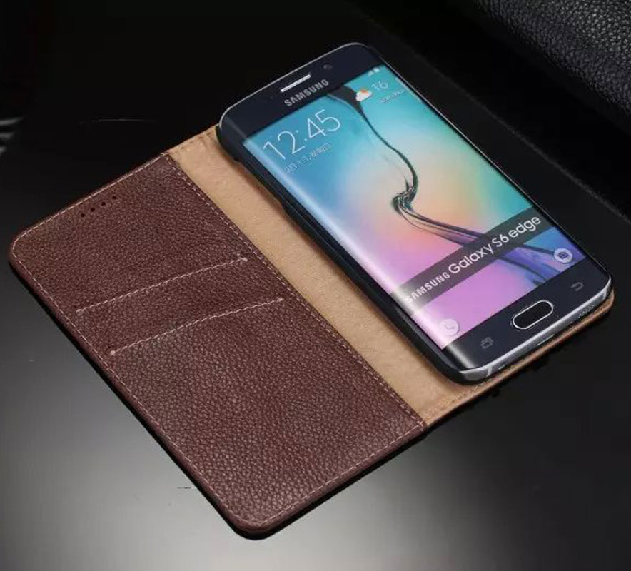 for Samsung Galaxy s6 edge Luxury Wallet Genuine Leather Case Card Cash Slot + 2 in 1 Magnetic Purse Holster Cover Bag DLS22