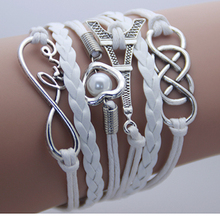 AB076 Fashion jewelry leather Double infinite multilayer bracelet factory price wholesales