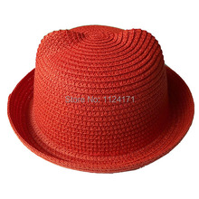 2015 Fashion Straw Hats Summer Baby Ear Decoration Lovely Child Character Girls And Boys Sun Hat