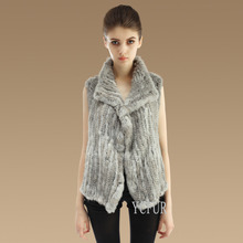 2015 Fashion Ladies Vests Winter 6 Colors Handmade Knitted Natural Rabbit Fur Vest Women Fur Waistcoat Winter