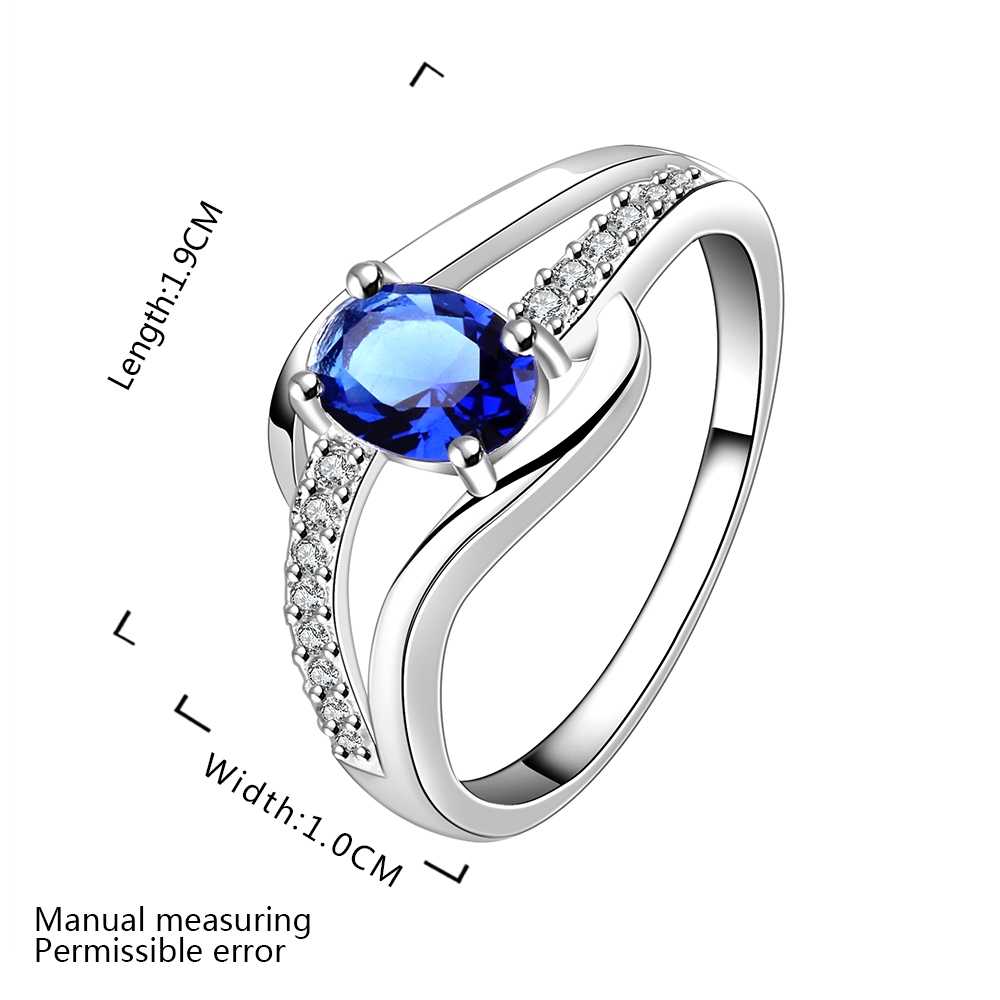 free shipping 925 silver Fashion Jewelry blue stone still here silver plated wedding ring for women