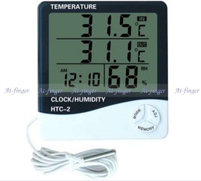 ЖК-Цифровой Термометр Гигрометр HTC-2 Метеостанция Температура Влажность Тестер Часы Будильник Крытый Открытый Зонд
