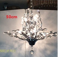 50cm Modern Candles K9 Crystal Chandelier Tree leaf Crystal Lampshade Lustres De Teto E14 Lampadario Bedroom Chandeliers lamp