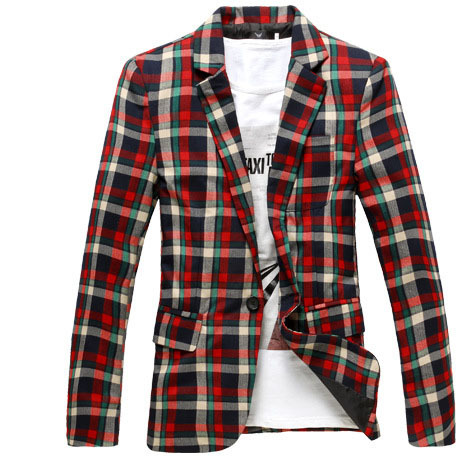 Hot Sell Fashion Men Blazer Slim font b Tartan b font High Quality Lattice Blazers Men