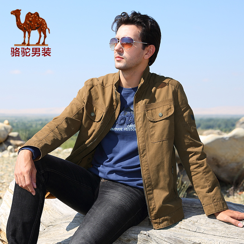 Camel camel for men's clothing autumn new arrival men's clothing casual solid color jacket short jacket male