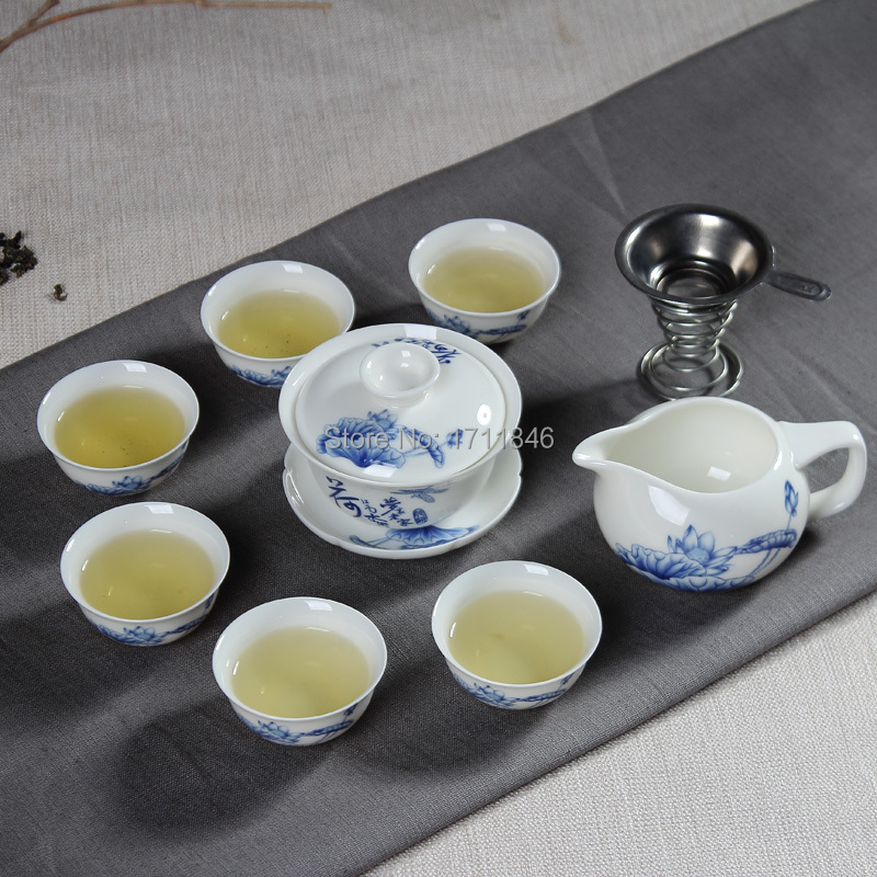 Traditional Chinese Tea Set with Ceramic Gaiwan Tea Cup Steelness Tea
