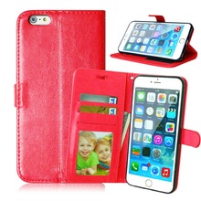Newest Pu Leather Mobile Phone Case Solid Color Flip Leather Case Cover For Apple iPhone6s/6s plus With Card Slot & Photo Frame