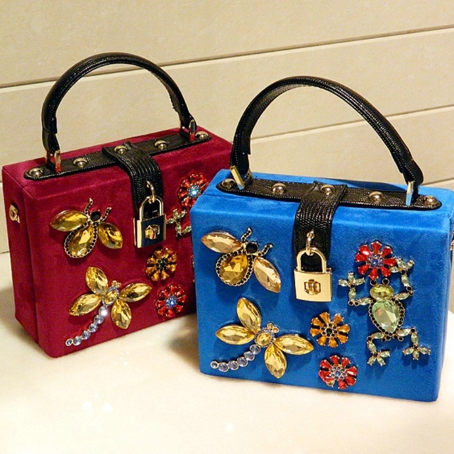 2016 Luxury fashion design insect pattern diamond suede mini box handbag ladies evening bag shoulder bag messenger bag flap