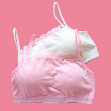 (3pcs/lot)Young Girl Bra 4 Colors 95% Cotton With a chest pad Lovely Lace Breathable Student Underwear Training Bra #410