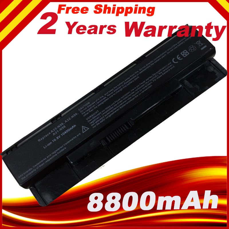 12cells 8800mAh laptop battery For ASUS A31 N56 A32 N56 A33 N56 N46 N76 N56 F55 N46V N56V B53V