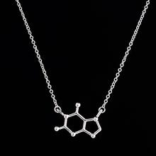 2016 New Arrival Gold plated Caffeine Molecule Women Necklace Dainty Chemistry Elemant Chain Pendant Necklace Jewelry