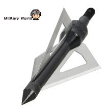6pcs pack Hunting Shooting Tactical Archery Arrowhead Broadhead 100 Grain 3 Fixed Blades 2 Cutting Steel