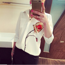 Blusas Feminino Women Tops 2016 New Spring Autumn Ladies Lapel Collar Long Sleeve Floral Printed OL Elegant Casual Blouses Shirt