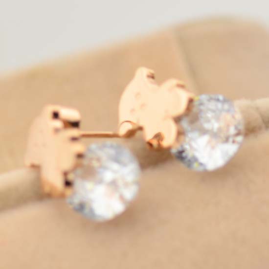 women fashion double sided earring Rose Gold New Bear Crystal stud earring woman fine jewelry Wholesale