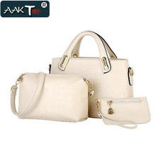 Brand Women Messenger Bags 2016 New Stone PU Leather Composite Bags Lady Fashion Shoulder Handbag+Messenger Bag+Clutch 3 Sets