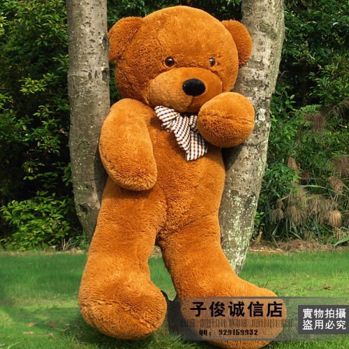cute plush dark brown teddy bear toy big eyes bow bear toy stuffed teddy bear gift 80cm