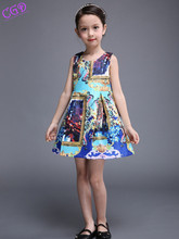 Hot Sale 2016 New Girl Dress Summer Fashion Printed Dress Baby Girls Dress Children’s Clothing Princess sleeveless dresses girls