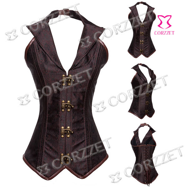 aliexpress buy vintage brown brocade halter collar steunk corset waist trainer steel aliexpress buy vintage halter collar steel boned waist corset steunk clothing aliexpress buy vintage brown brocade halter collar steunk corset waist trainer steel aliexpress buy vintage halter collar steel boned waist corset steunk clothing