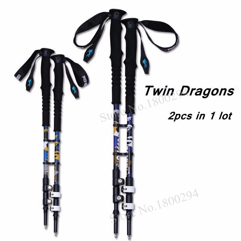 2pcs lot 240g pc Trek Pole Nordic Walk Cane Telescopic Alpenstock Aluminum Alloy Shooting Walking Stick