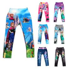 Anna Elsa Digital Printing Pants Fashion Baby Boy and Girls Leggings For Kids 5-8 Age Children Cartoon Trousers Clothes