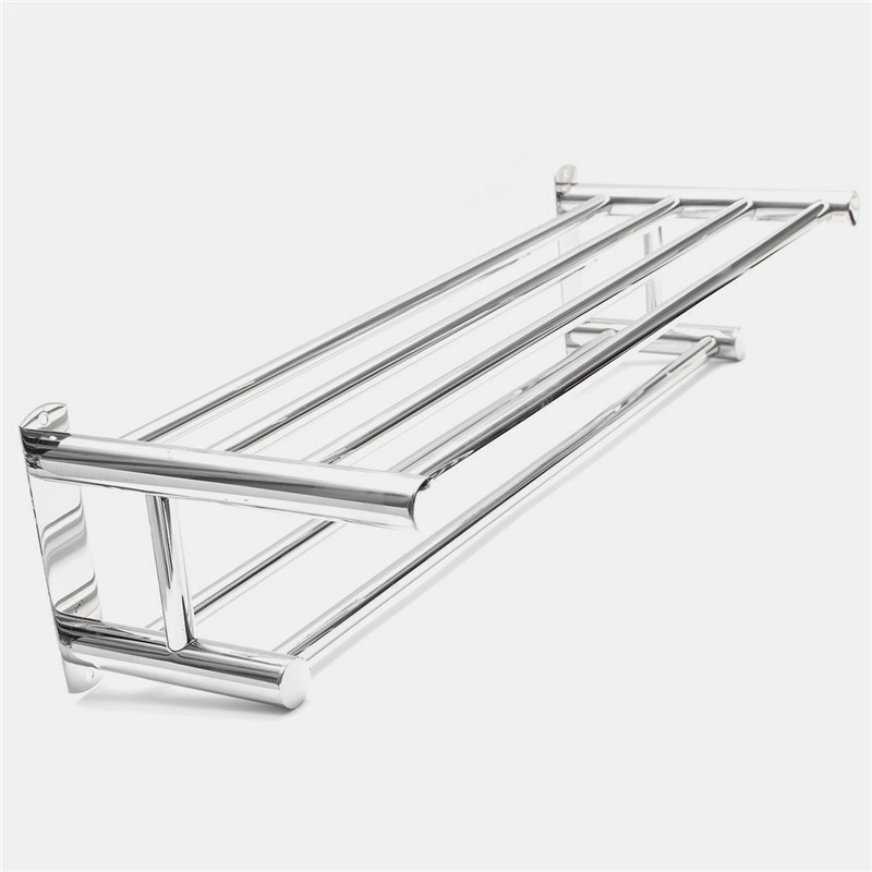 Best Quality Stainless Steel Double Layer Towel Rail Wall Mounted Bathroom Storage Shelf Rack Clothes Towel Rail Holder