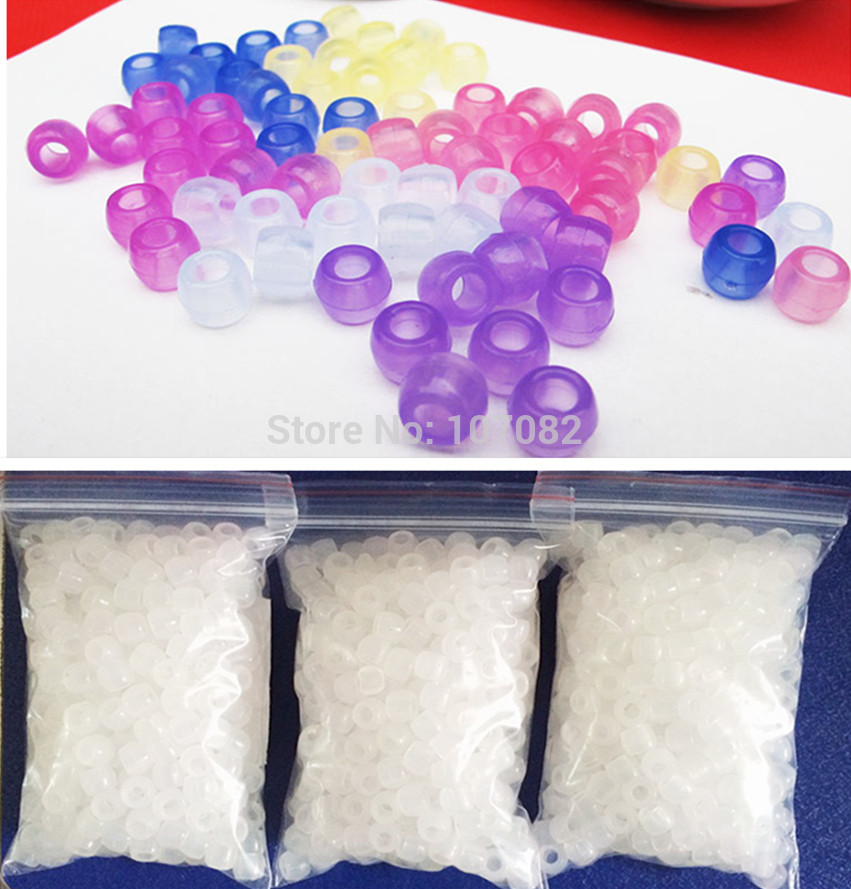 Free Shipping 1000pcs 6x8mm Kids Multi UV Pony Beads Plastic Loom Dummy Lacing Bead For Hair Rubber Bands UV Bracelet Kandi Mask