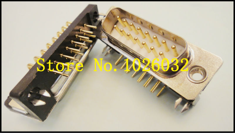 20Pcs/A Lot Gold Plated RS232 Serial DR 15 Male Plug Connector Right Angle DIP Type Connector