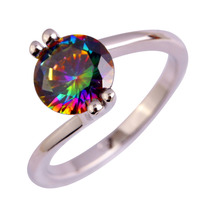 New Fashion Jewelry multicolor Rainbow topaz Trendy Junoesque 925 Silver Ring Size 6 7 8 9 10 For women Free Shipping Wholesale