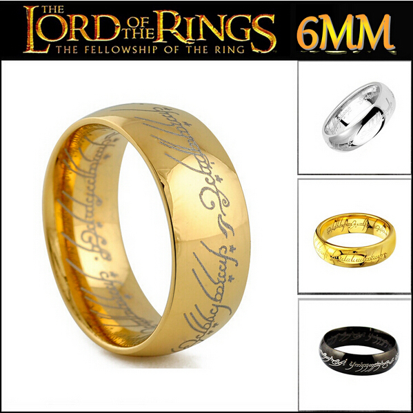 Fine jewelry men 18k gold filled lord of the rings ring black tungsten hobbit ring harry