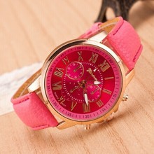 2015 Leather Analog Quartz Wristwatch Casual Watch Relogio Women Dress luxury watch Bracelet Geneva Roman Numerals