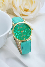 2015 Luxury Brand Geneva Women Dress Quartz Watches Fashion Rose Gold Flower Pattern Analog Casual Watches